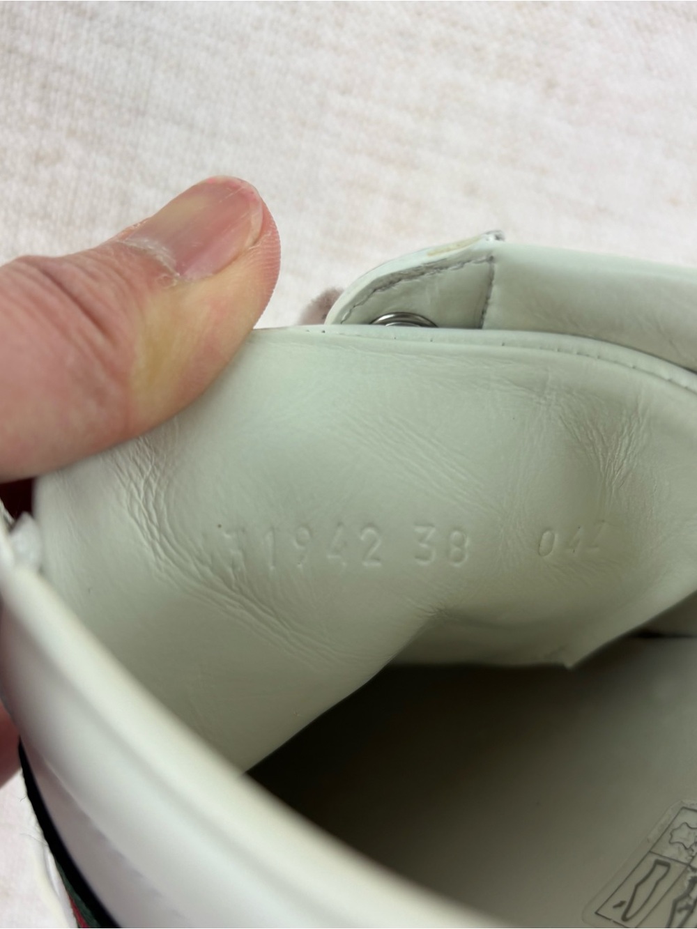 Gucci White Leather Sneakers with Red and Green Stripe and Red Heel - Picture 14 of 16